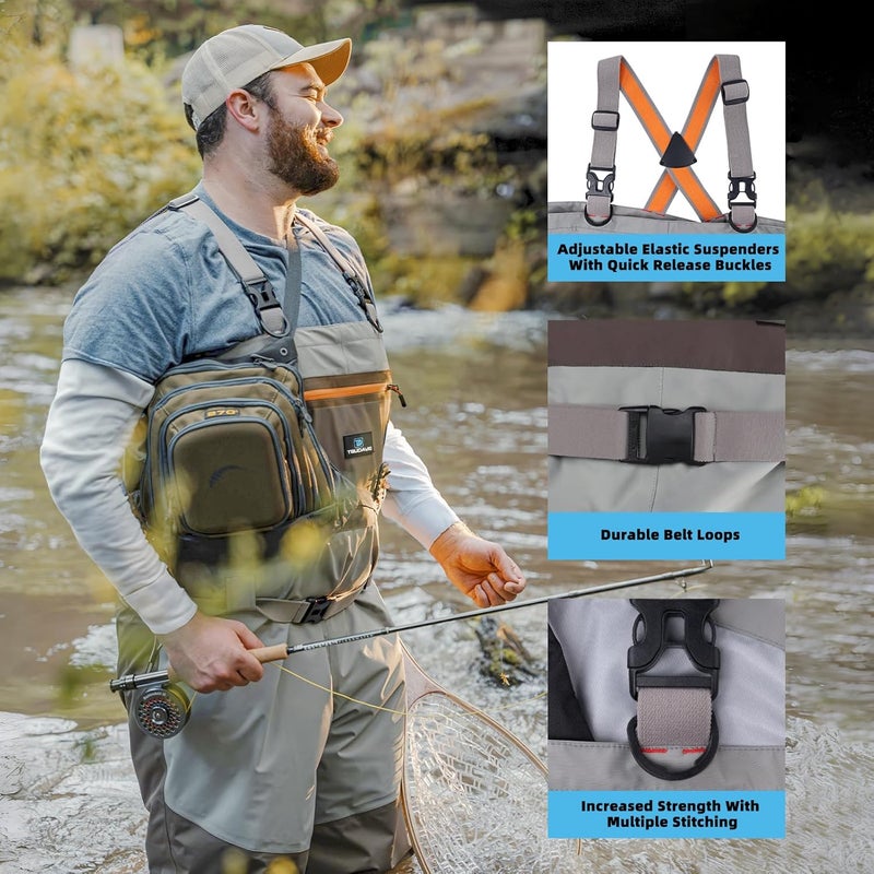 Trudave Store Fishing Waders, Waterproof Chest Waders for Men & Women, Lightweight Insulated Stockingfoot Waders Breathable Fly Fishing Waders for Fishing Hunting - Image 5